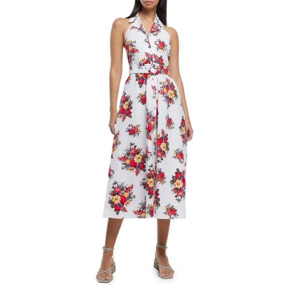 River Island Floral Halter Midi Dress NEW - Picture 1 of 8